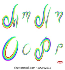 set alphabet  letter m   n   o   p on white background vector