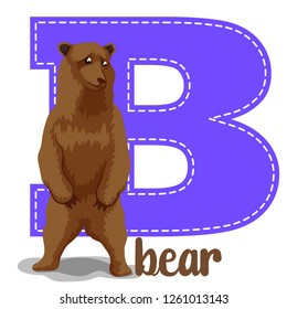 Set alphabet letters B cute simple color