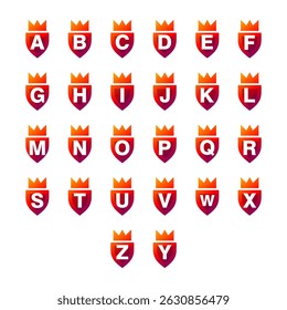 conjunto de letras do alfabeto com escudo do rei