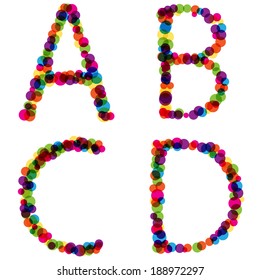 set of alphabet letters made of bright colorful bubbles isolated on white background