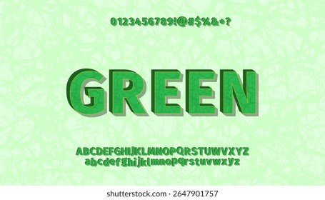 Set of alphabet letters and number elements in green color with cracked pattern. Suitable for poster design, banners, flyers, marketing, etc.