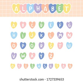 Set of alphabet letters and numbers.