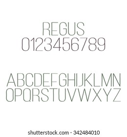 set of alphabet letters and numbers isolated on white background. vector regular font type