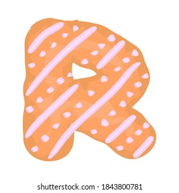 Set of alphabet letters and numbers symbols festive christmas gingerbread cookies cakes with icing. funny cartoon font vector illustration isolated on white