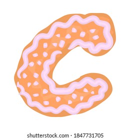 Set of alphabet letters and numbers symbols festive christmas gingerbread cookies cakes with icing. funny cartoon font vector illustration isolated on white