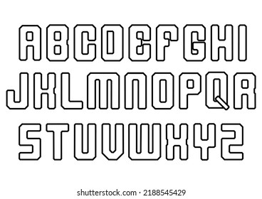 set of alphabet letters in outline style on a white background