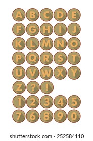 Set of alphabet in modern flat design with long shadow, nostalgic colors