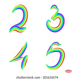 set alphabet numbers 2  3  4  5 on white background vector
