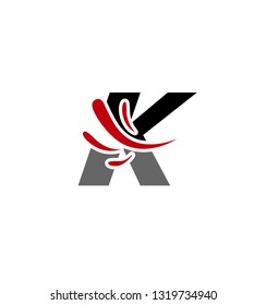 Set of alphabet symbols and elements of letter K, such a logo
