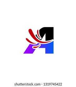 Set of alphabet symbols and elements of letter A, such a logo
