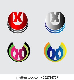 Set of alphabet symbols and elements of letter X, such a logo