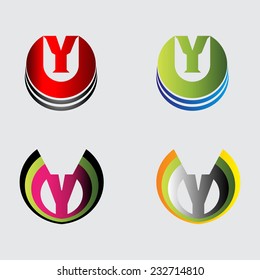 Set of alphabet symbols and elements of letter Y, such a logo