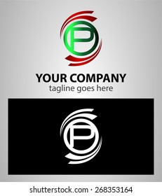 Set Of Alphabet Symbols And Elements Of Letter P logo
