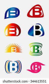 Set of alphabet symbols and elements of letter B, such a logo
