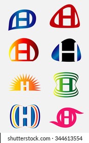Set of alphabet symbols and elements of letter H, such a logo
