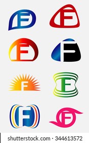 Set of alphabet symbols and elements of letter F, such a logo
