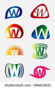 Set of alphabet symbols and elements of letter W, such a logo
