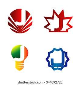 Set of alphabet symbols and elements of letter J, 
