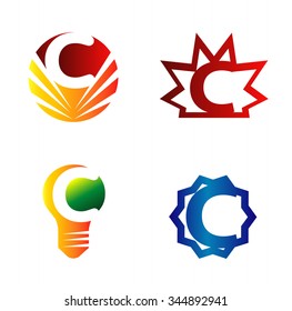 Set of alphabet symbols and elements of letter C
