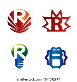 Set of alphabet symbols and elements of letter R,
