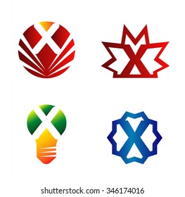 Set of alphabet symbols and elements of letter X, such a logo
