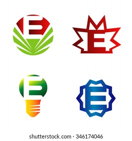 Set of alphabet symbols and elements of letter E, such a logo
