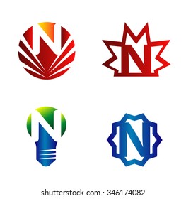 Set of alphabet symbols and elements of letter N, such a logo
