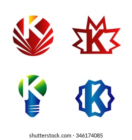 Set of alphabet symbols and elements of letter K, such a logo
