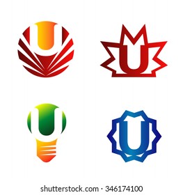 Set of alphabet symbols and elements of letter U, such a logo
