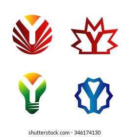 Set of alphabet symbols and elements of letter Y, such a logo

