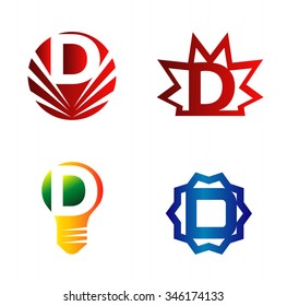 Set of alphabet symbols and elements of letter D, such a logo
