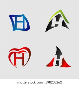 Set of alphabet symbols and elements of letter H, such a logo
