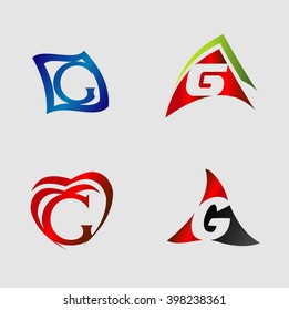 Set of alphabet symbols and elements of letter G, such a logo
