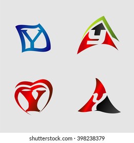 Set of alphabet symbols and elements of letter Y, such a logo
