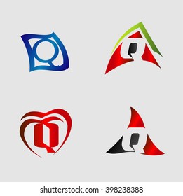Set of alphabet symbols and elements of letter Q, such a logo
