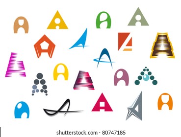 Set of alphabet symbols and elements of A letter- also as emblem, such a logo. Jpeg version also available in gallery