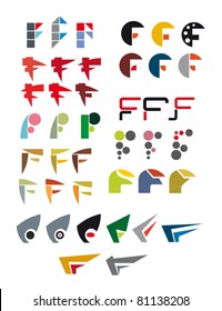 Set of alphabet symbols and elements of letter F, such a logo. Jpeg version also available in gallery