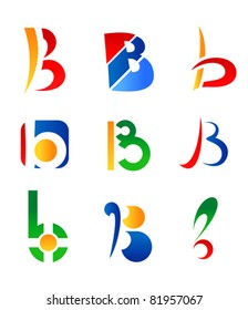 Set Of Alphabet Symbols And Icons Of Letter B. Rasterized Version Also Available In Gallery