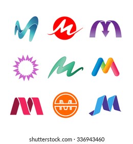 Set of alphabet symbols of letter M
 Letter M design template