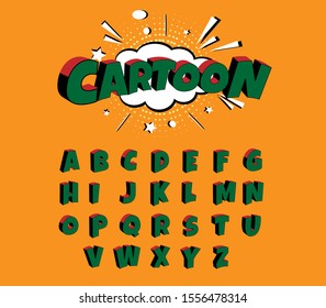 Set Alphabet Vector. Font in Comic Style from A to Z, for web,  banners,  posters,  cards,  wallpapers.