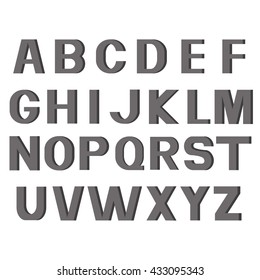 Set Alphabet Vector Font. Type letters of gray colour.