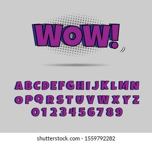Set Alphabet Vector. letters and numbers.  Font in Comic Style. for web,  banners,  posters,  cards,  wallpapers.