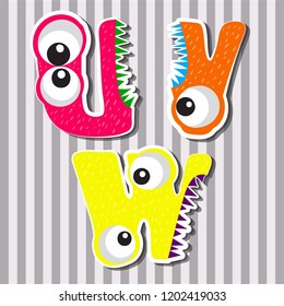 Set alphabets cute of simple color illustrations