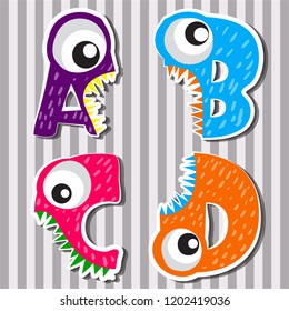 Set alphabets cute of simple color illustrations
