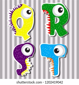 Set alphabets cute of simple color illustrations