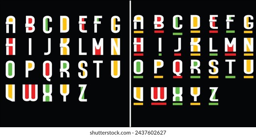 Set of alphabets font letters for black history month, Junteenth, afro african pride. Hand drawing colorful font