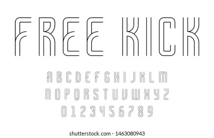 Set of alphabets font letters and numbers modern abstract design with lines vector illustration