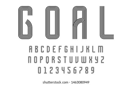 Set of alphabets font letters and numbers modern abstract design with lines vector illustration