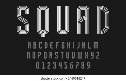 Set of alphabets font letters and numbers modern abstract design with lines vector illustration