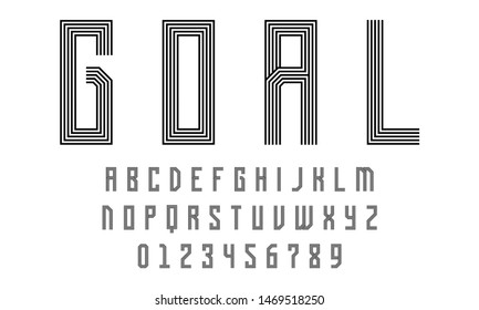 Set of alphabets font letters and numbers modern abstract design with lines vector illustration